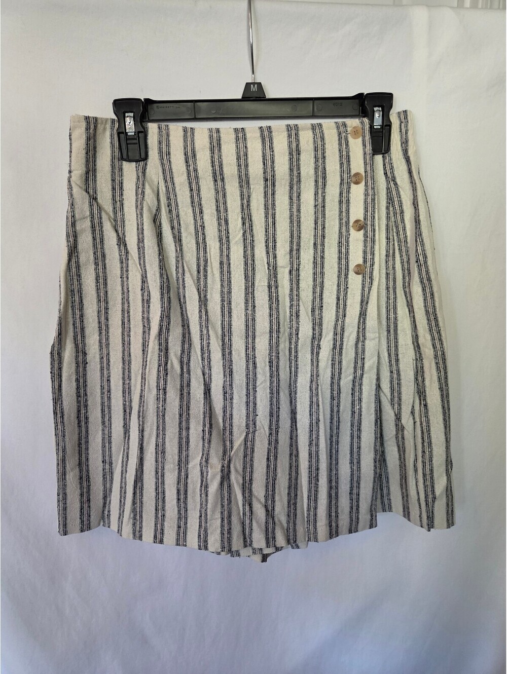 Vintage Noile Silk Exchange 100% Silk Skort Shorts Women Small Striped Wrap Frnt